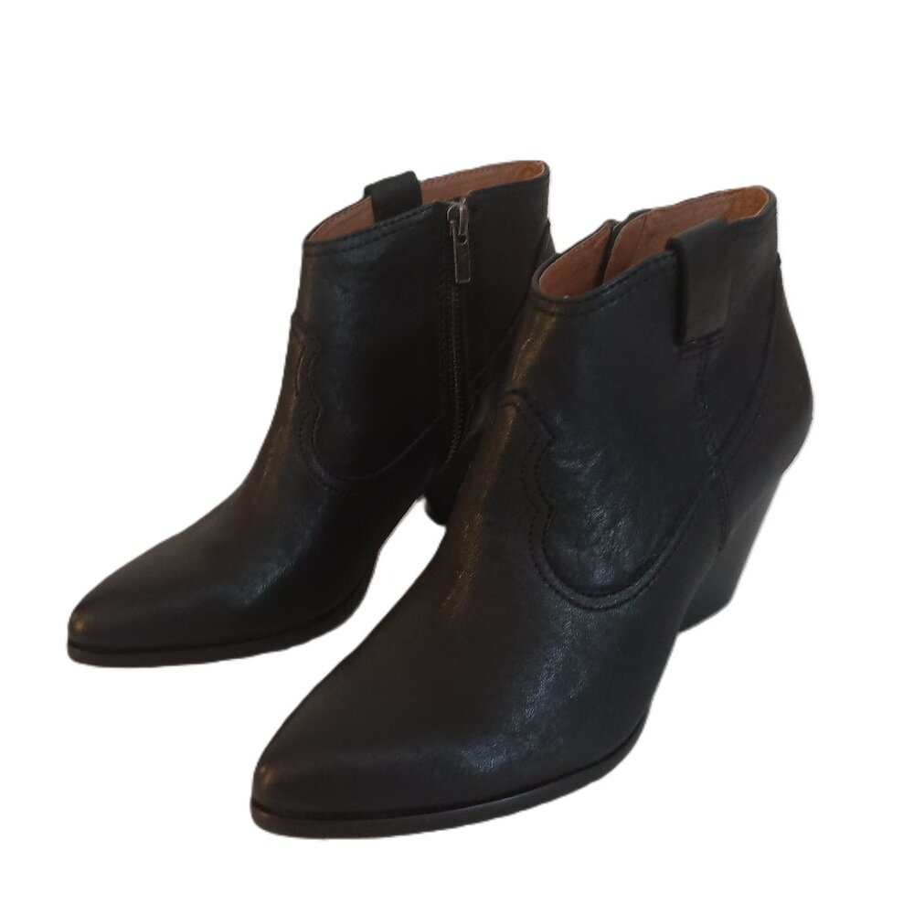 Frye Reina Black Leather Pointed Toe Ankle Booties Women’s 8M - Picture 2 of 13